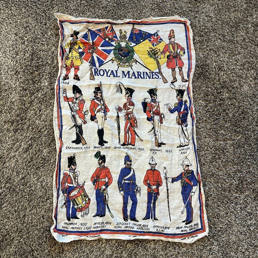 FRANK WILSON x FRAGONARD Royal Marines Made in Ireland Linen Tea Towel 28inx18in